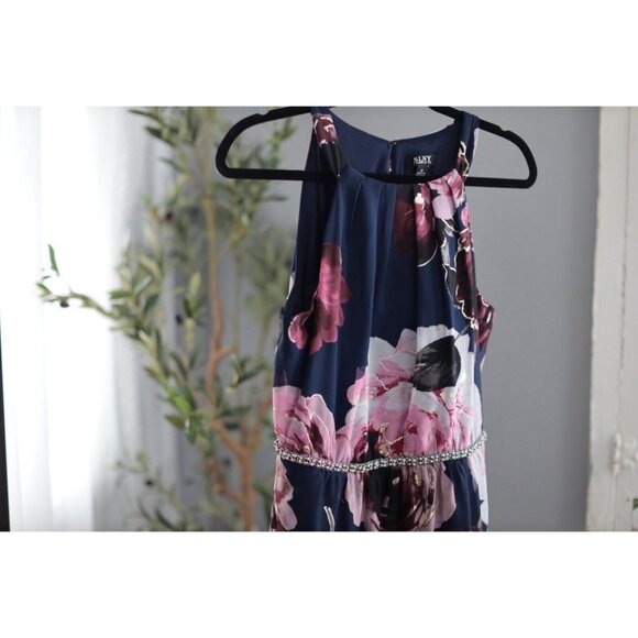 S.L. Fashions Navy and Pink Floral Maxi Dress - Picture 7 of 7